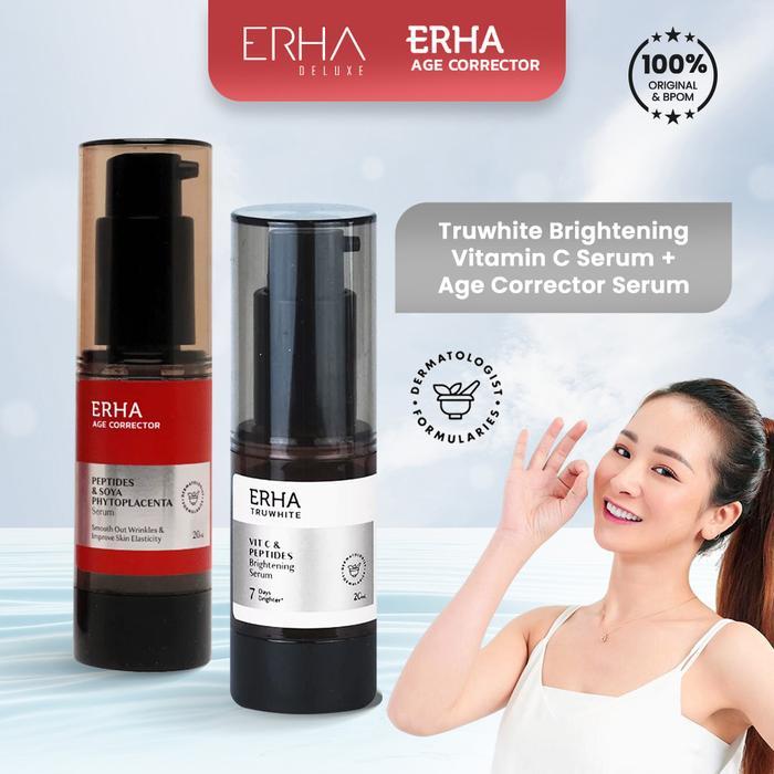 PROMO ERHA Paket Serum Wajah 2 Pcs - ERHA Truwhite Brightening C Serum + Age Corrector Serum
