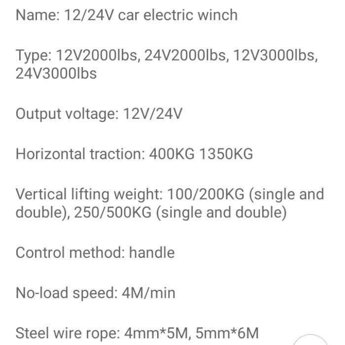 Elektrik Winch 1500Kg 3000lbs, Winch ATV Hoist