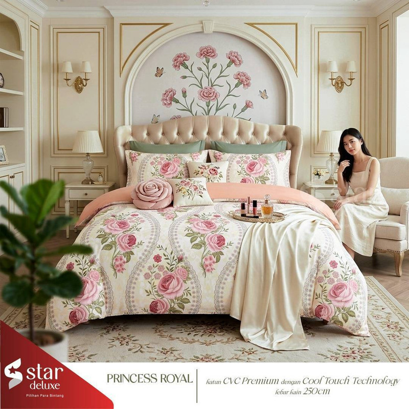 Bedcover & Sprei Premium Katun STAR Motif Princess Royal
