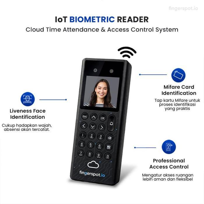 Fingerspot - IoT DS-11MK V500 Absensi Wajah, Card, PIN Online WiFi TCP/IP Layanan Cloud 12 Bulan