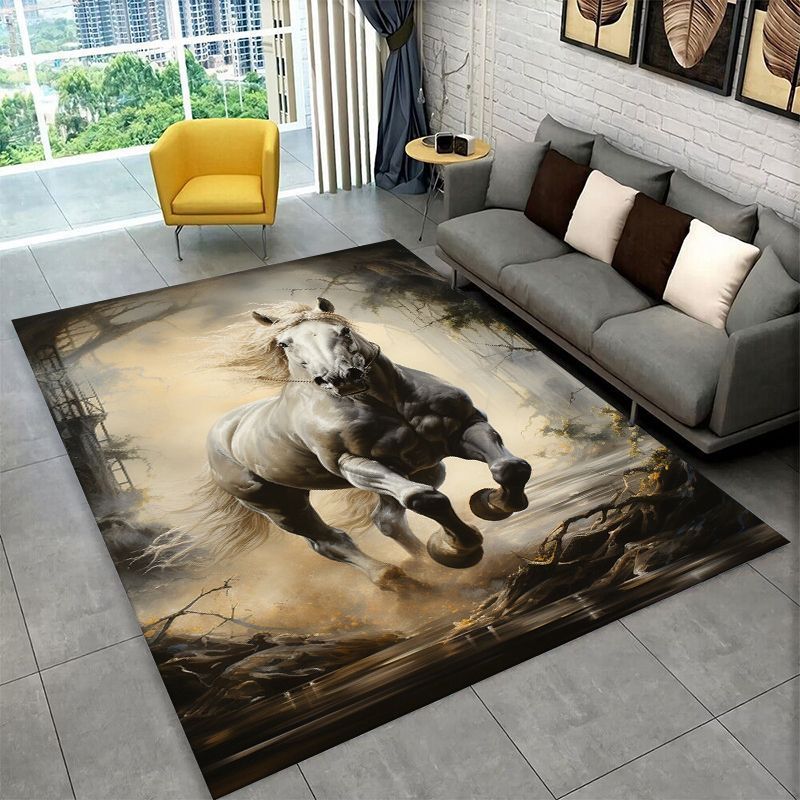 3D Tikir Tanah 3D RUG Kuda Liar Pentium Steed Area Luas Karpet Anti Selip Karpet Tahan Lama untuk Ka
