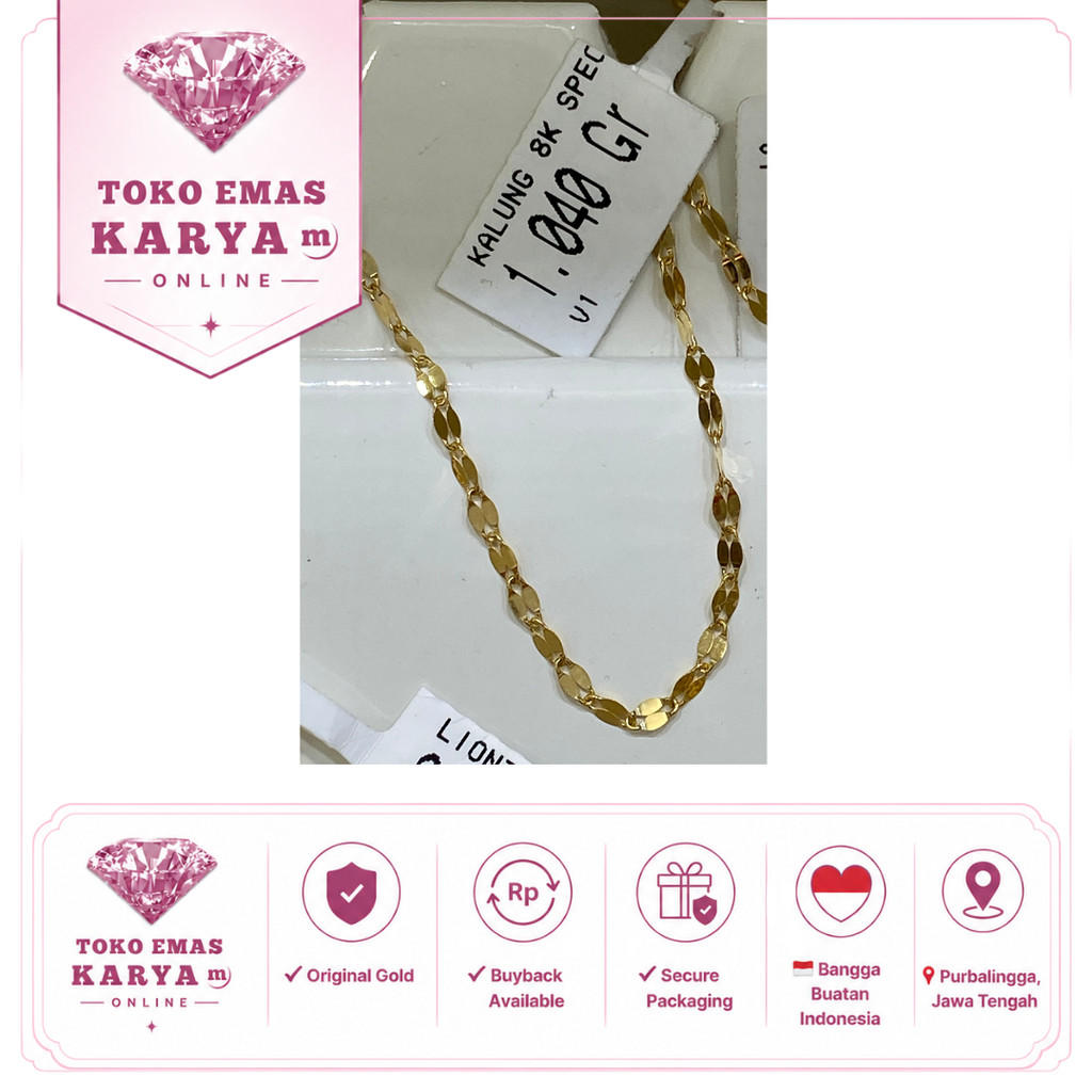 Rantai Kalung Emas Kuning Asli Toko Mas Karya 8k