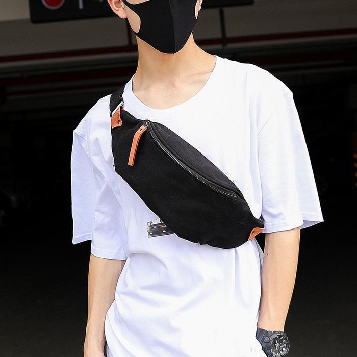 Eiger - Dove Tas Selempang Kanvas Waist Bag Tas Bahu Tas Selempang Pria Hitam Pinggang Waistbag