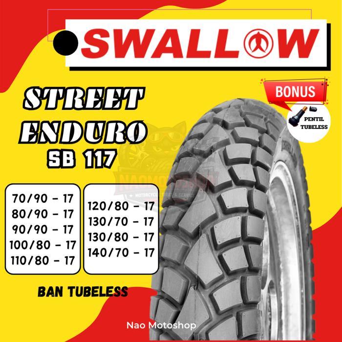 BAN MOTOR SWALLOW STREET ENDURO SB 117 SB117 RING 17 TUBELESS 70/90 80/90 90/90 100/80 110/80 120/80
