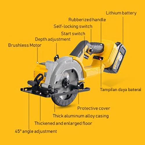 Keelat5.5" Mesin Gergaji Potong Kayu Cordless Circular Saw Electric Wood Plastic Marble Cutter
