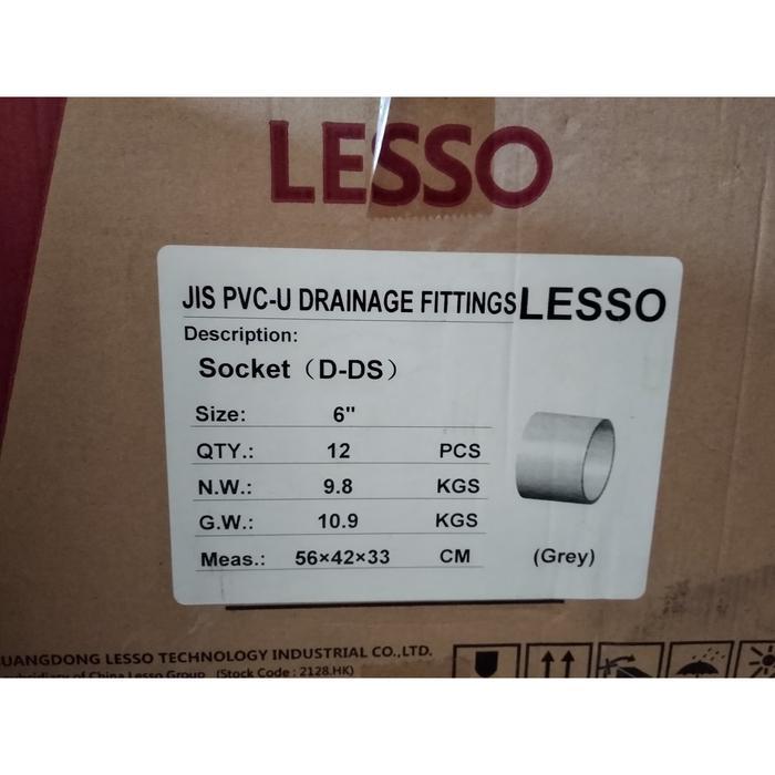 Sock PVC 6" inch D LESSO Socket Coupling Sambungan Sock Fitting Pipa