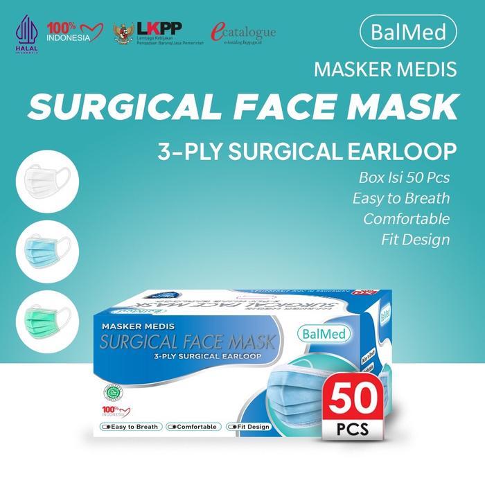 TERLARIS Masker Medis BalMed 3-PLY Earloop Isi 50 Pcs/Box