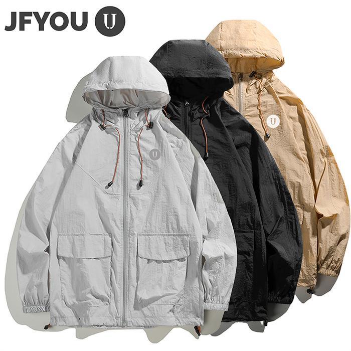 DISKON JFYOU JAKET COOL SILK ANTI UV - HOODIE TIPIS NAFAS - DESAIN MINIMALIS PRIA WANITA Outdoor