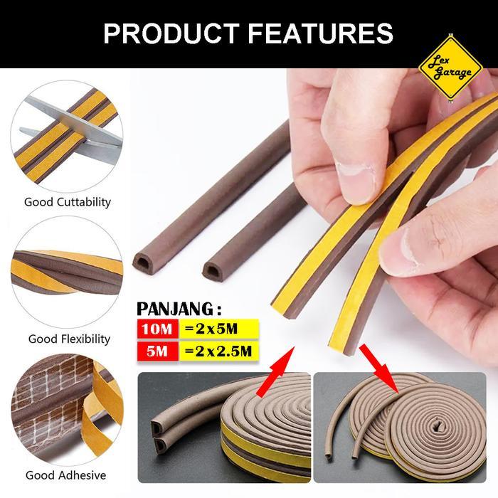 Door Seal Strip Karet Busa Peredam Suara Penutup Celah Pintu Jendela