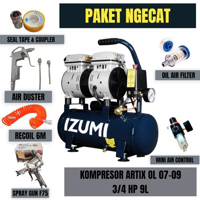 NLG KOMPRESOR ANGIN SILENT OILESS TANPA OLI OL 0709 - PAKET CAT