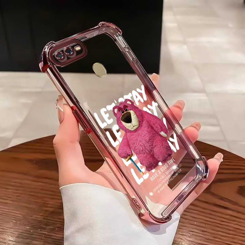 Casing Hp Untuk OPPO A7 OPPO A5s OPPO A12 OPPO A12S A11k Case Beruang yang Memberi Bunga Kasing sili