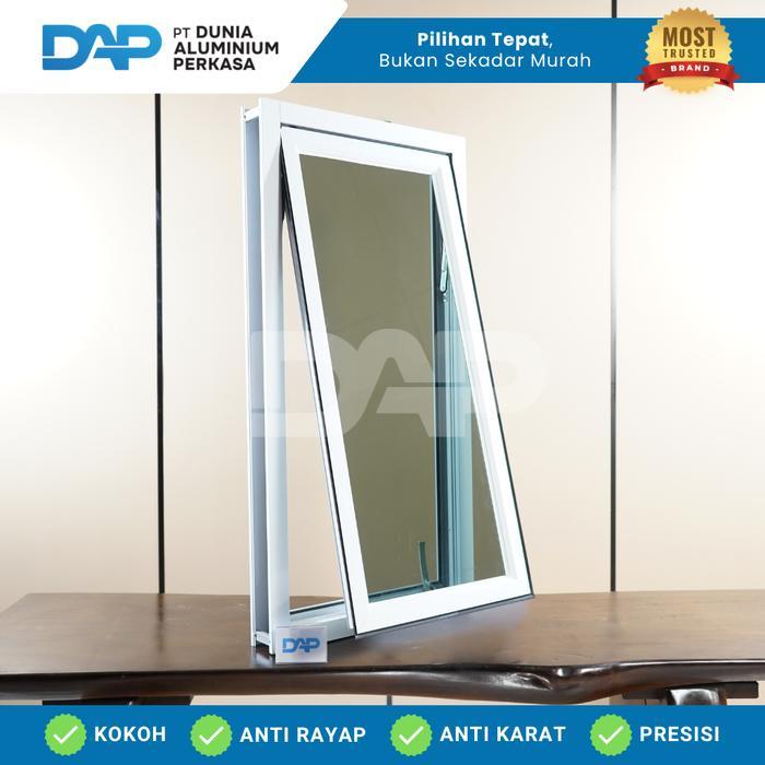 Jendela Aluminium L40 X T120 Casement 1 Daun Custom Kusen Aluminium + Kaca