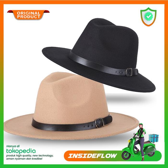 Topi Laken Jazz Vintage Fedora / Topi Country / Topi Koboi Khaki Ori