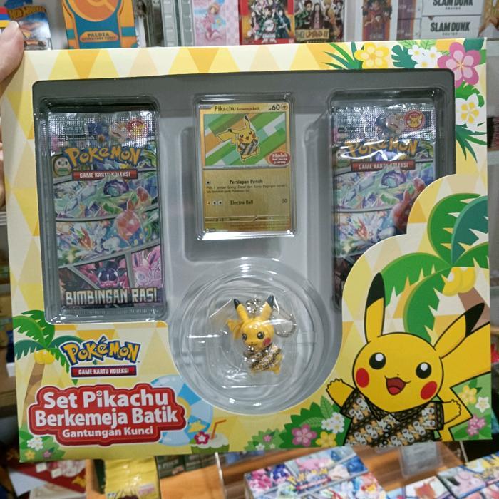Kartu TCG Pokemon Bimbingan Rasi Set Pikachu Batik Keychain