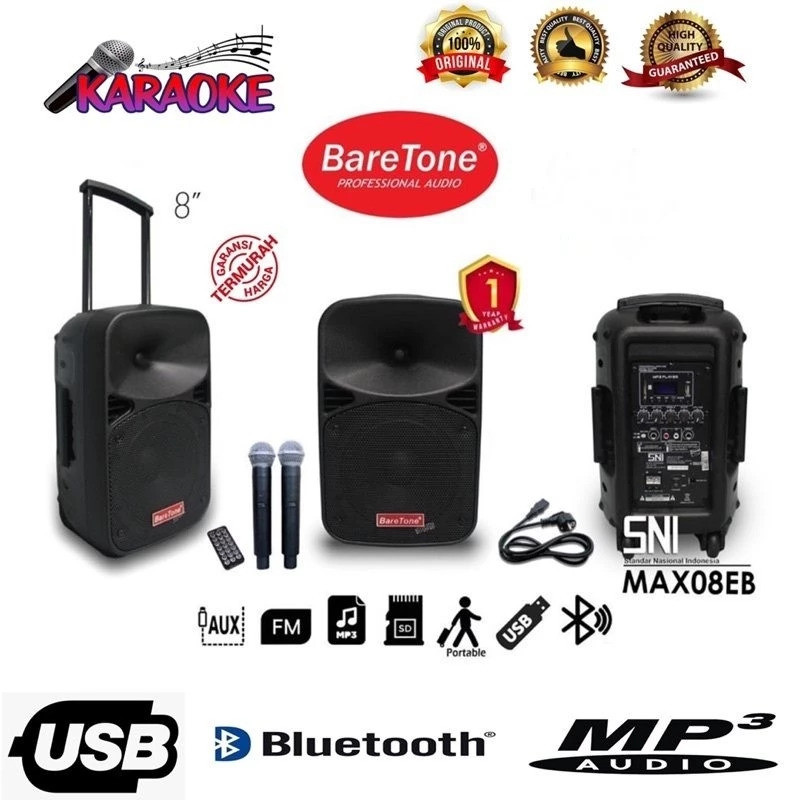 SPEKER BLUETOOTH MAX 08 EB SPEKER PORTABEL KARAOKE SISTEM BLUETOOTH