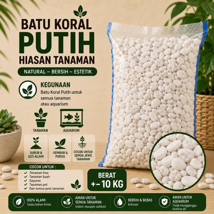 Batu Koral Putih Kecil Hiasan Taman Batu Makam Via Instant - Batu Koral Karung