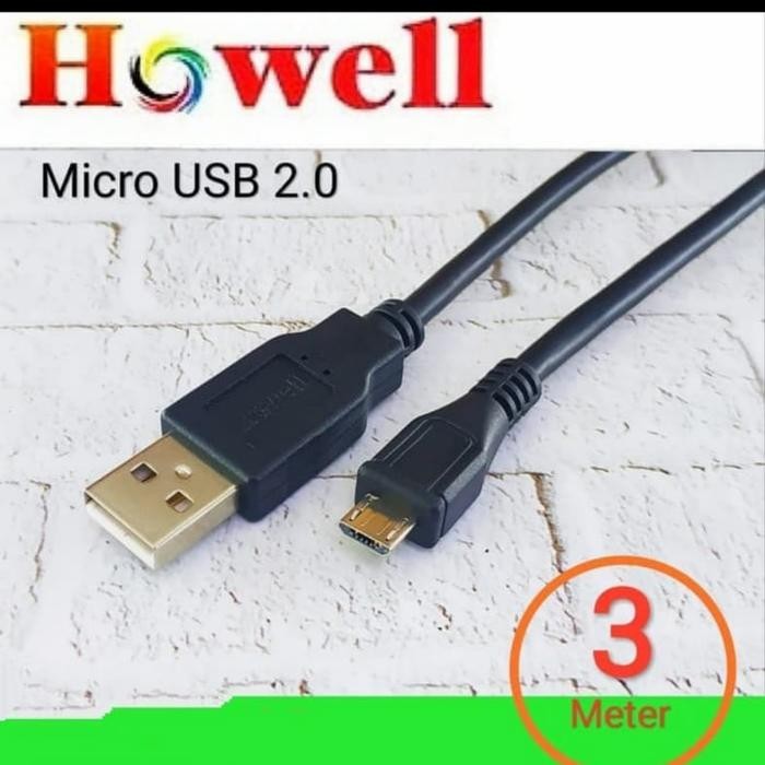 Terlaris Howell Kabel USB Micro 3 M / Cable Usb To MICRO 3M SALE