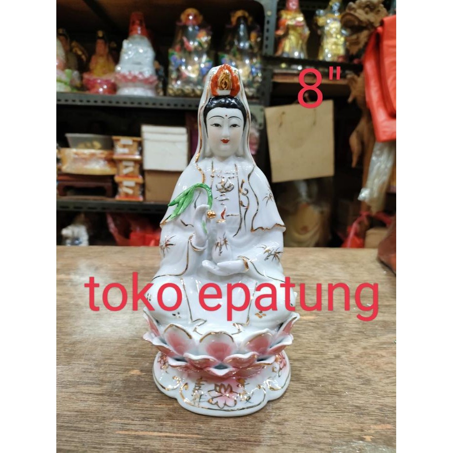 Ready patung dewi kwam im / kwan in / guan yin - 8 inch keramik
