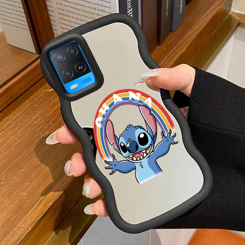 Casing Untuk OPPO A54 Case Casing Kartun Pelangi Pola HP Cesing Macaron Kasing Mirror Silikon Softca