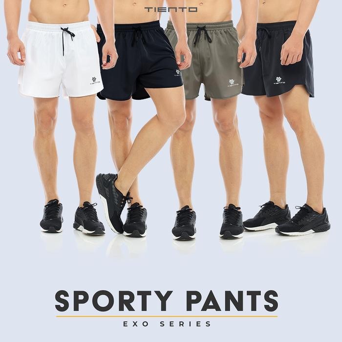 Tiento Short Pants Sporty Exo Series Celana Pendek Fitness Olahraga Gym Lari Pria Parasut