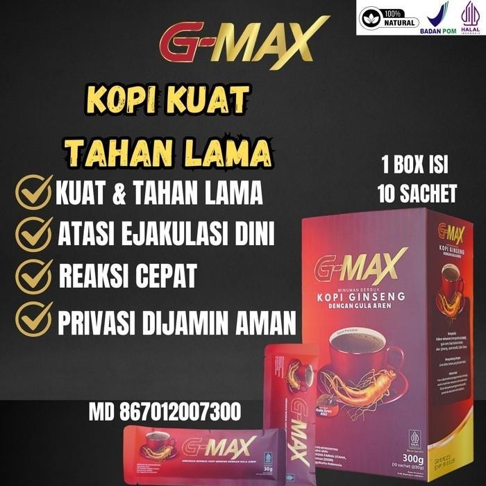 

PROMO !! G MAX Kopi Ekstra Gingseng Penambah Stamina Pria - Herbal Kuat Pria Tahan Lama Original