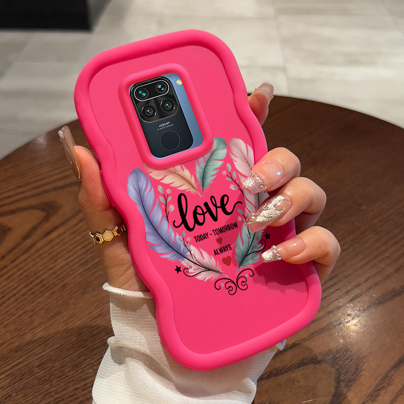 Casing HP Untuk Xiaomi Redmi Note 9 Pro Note 9s Case Bulu berwarna Wavy Edge Macaron Cesing Silikon 