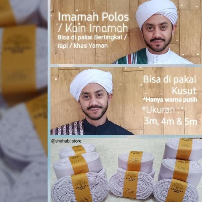 ASLI Imamah Polos Panjang Khas Yaman [Pre Order sus Size Panjang] Imamah Putih / Imamah Habib Umar /