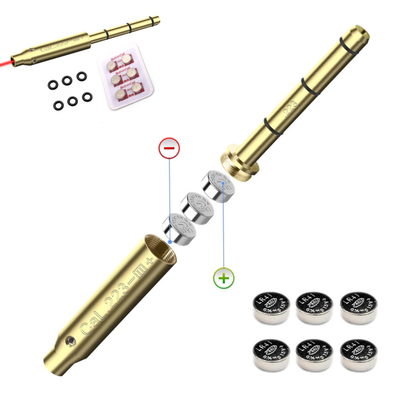 Terbaru Laser Bore Sight .177/22LR/.223Rem/9mm/.38spl Cal Red Laser Boresighter
