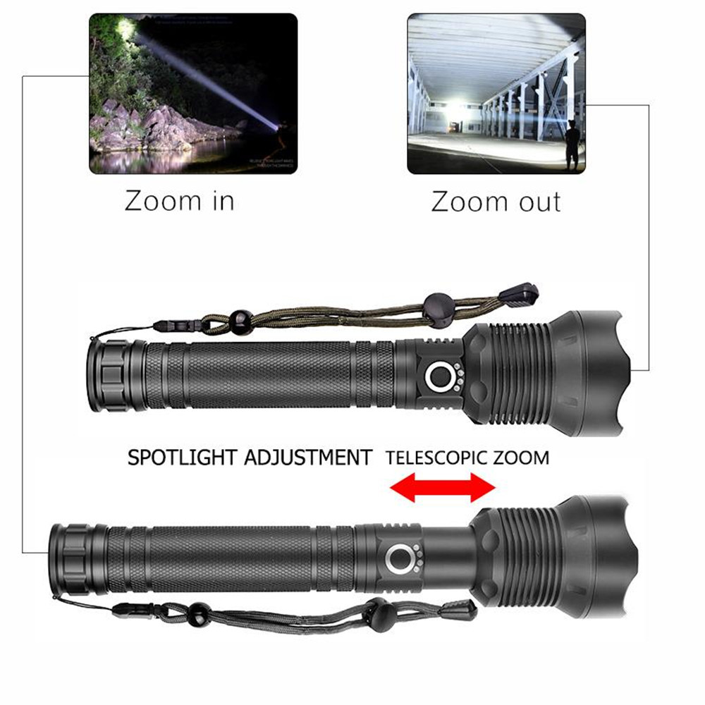 USB Powerful xhp70.2 Flashlight Torch Super Bright Rechargeable Zoom LED Tactical Torch xhp70 18650 
