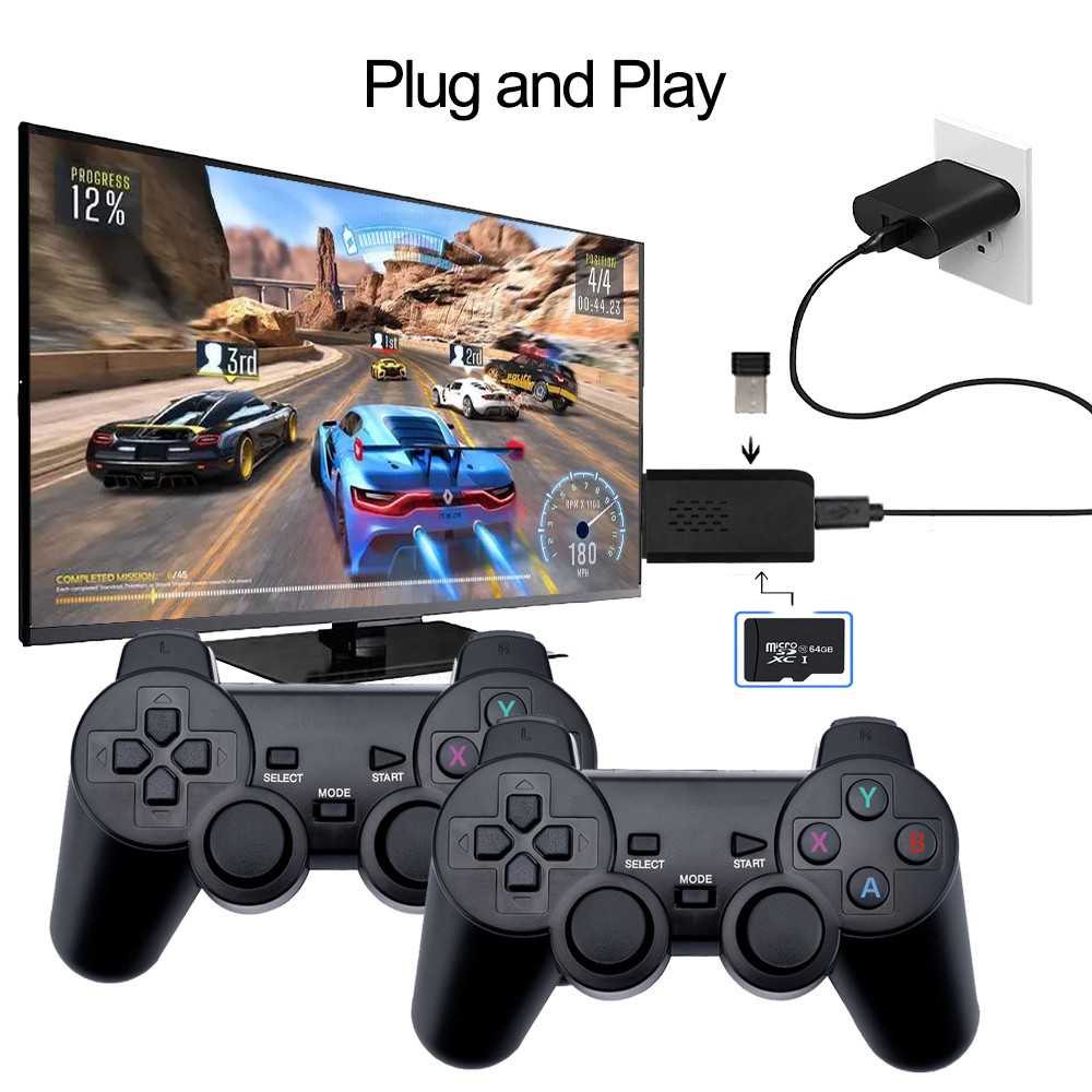 BROODIO Retro Video Game Console 2.4G Wireless Console Game Stick 4k 10000 Games Portable Video Game
