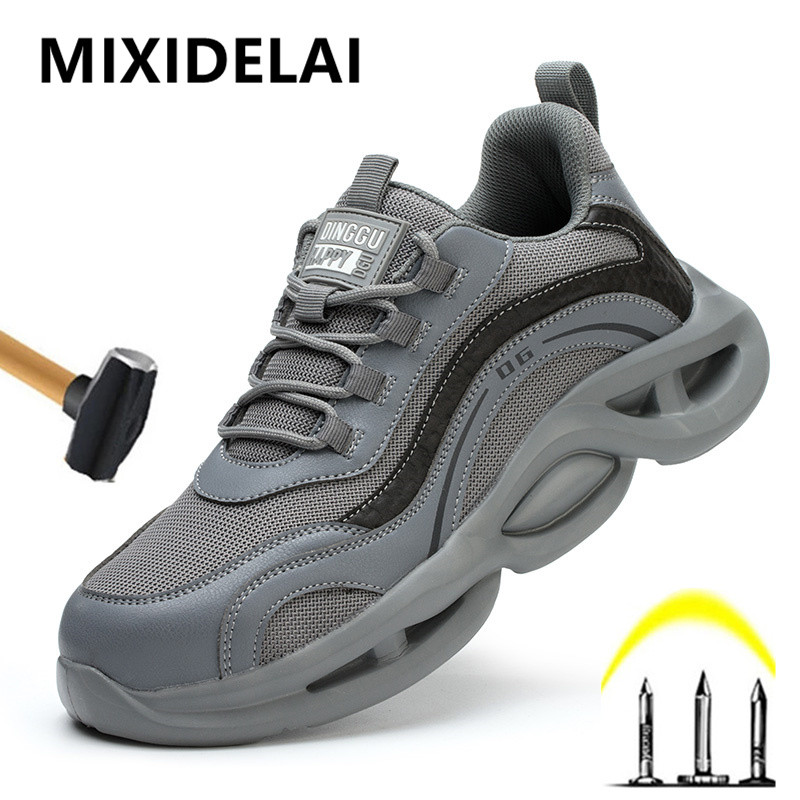 Breathable Men Work Shoes Sneakers Safety Shoes Lightweight Protective Safety Steel Toe Shoes Men