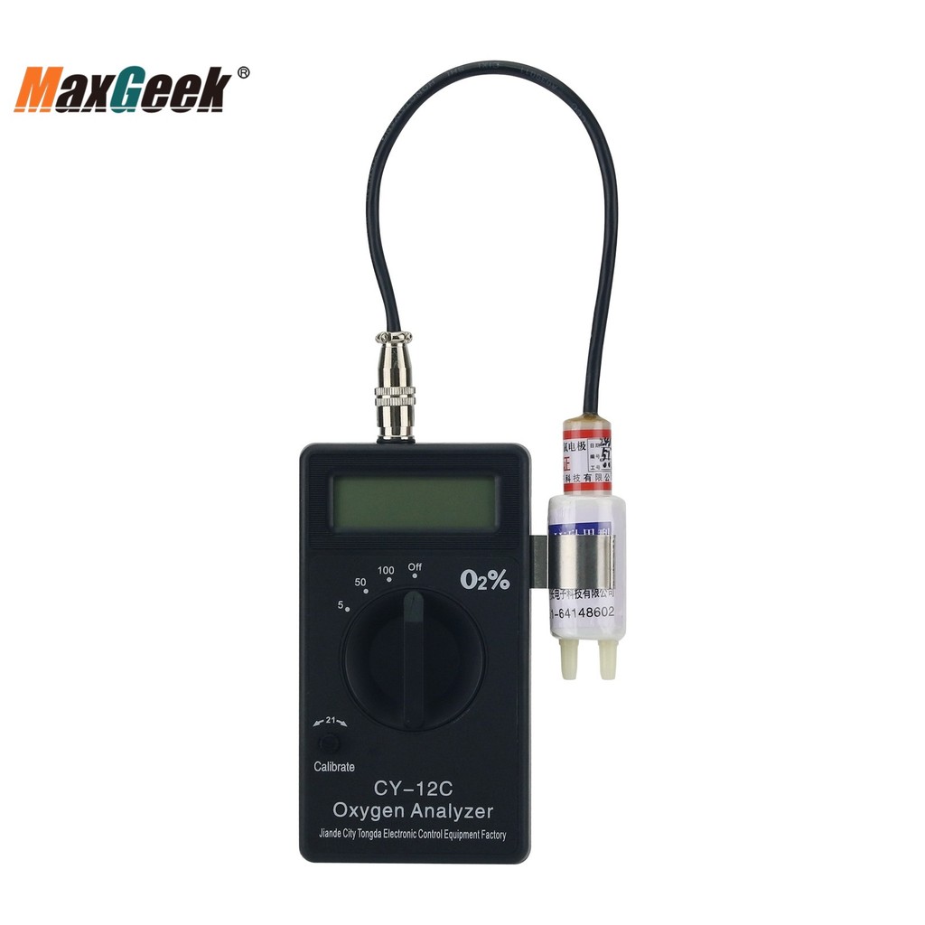 Maxgeek Cy-12C Handheld Oxygen Analyzer Portable O2 Analyzer (Full Set) Measures 0-100% Oxygen