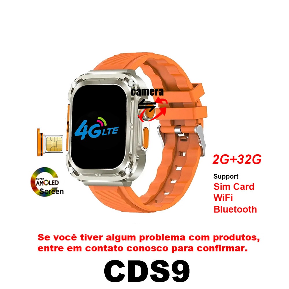 2024 4G Android Smart Watch CDS9 Screen 32G Store Camera WIFI GPS Map APP Download Men Women SIM Car