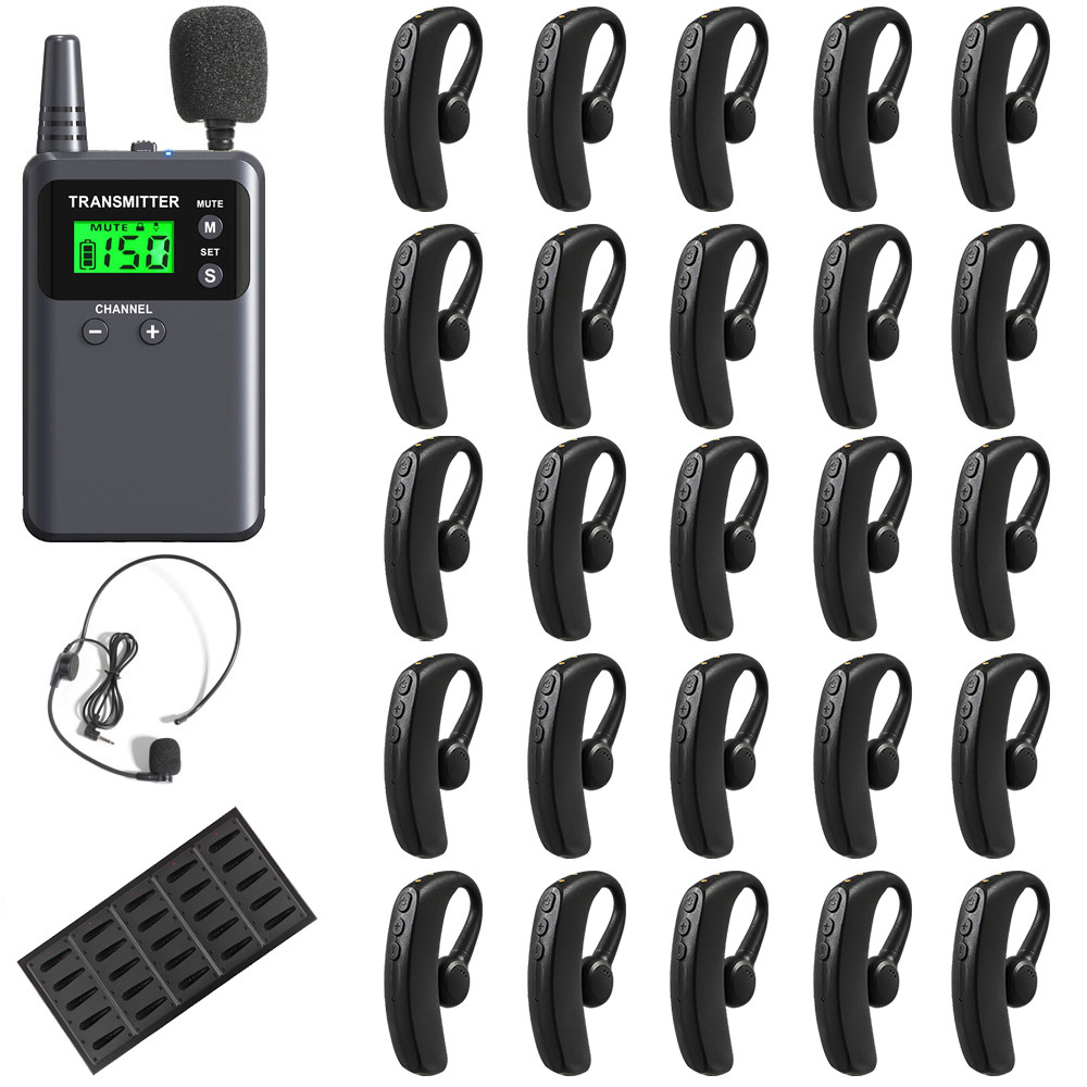Wirelesslinkx Whisper Wireless Tour Guide System Magenetic Charging Audio Guide for Simultaneous Tra