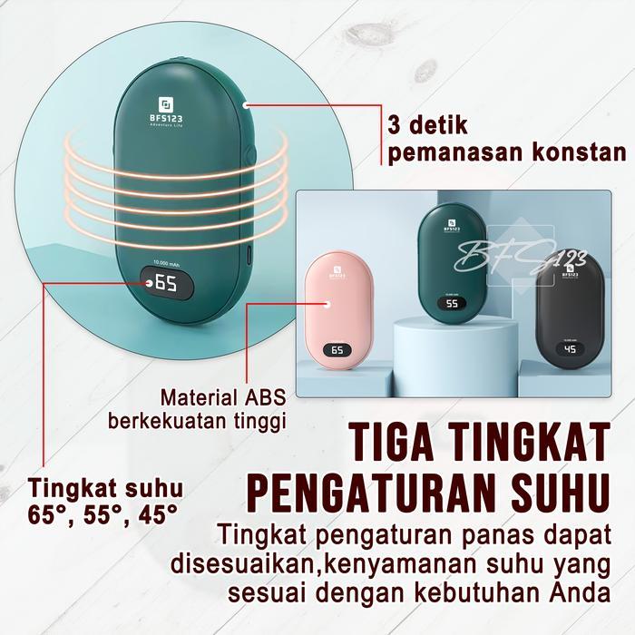 Bfs123 Hand Warmer Elektrik Rechargeable Battery 10000 Mah Usb Type-C Penghangat Tangan Portable