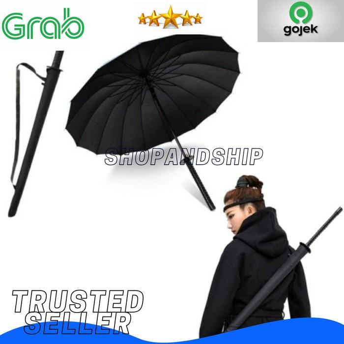 Payung Samurai Jepang Ninja Samurai Umbrella Kata Payung Besar Hitam Terbaru