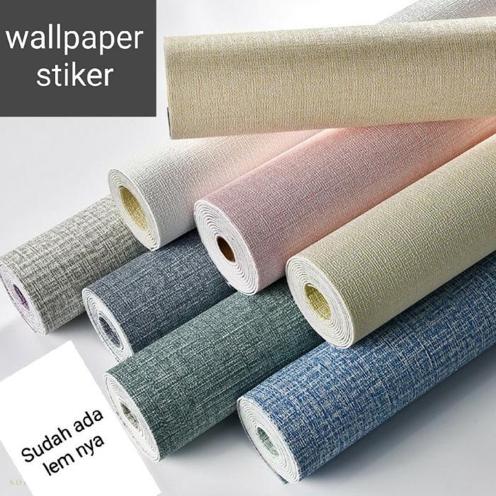 Wallpaper Foam Linen Roll Polos Stiker Dinding Dekorasi Dinding