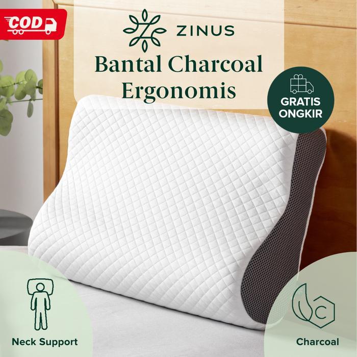 Bantal Zinus Charcoal Memory Foam Tencel Cover Bed [COD]