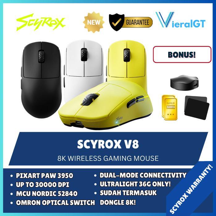 Scyrox V8 / V-8 Wireless 8K Mouse Gaming PAW3950 Ultra Lightweight 36G