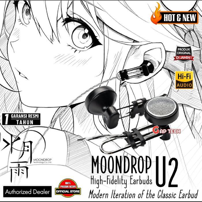 Moondrop U2 / U-2 / U 2 High Fidelity 14.8Mm Dynamic Driver Earbuds / Earphone Terbaru 