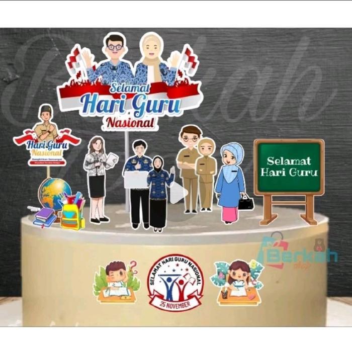 Topper Hari Guru, Topper cake, Hiasan kue ulang tahun Topper karakter Hari Guru