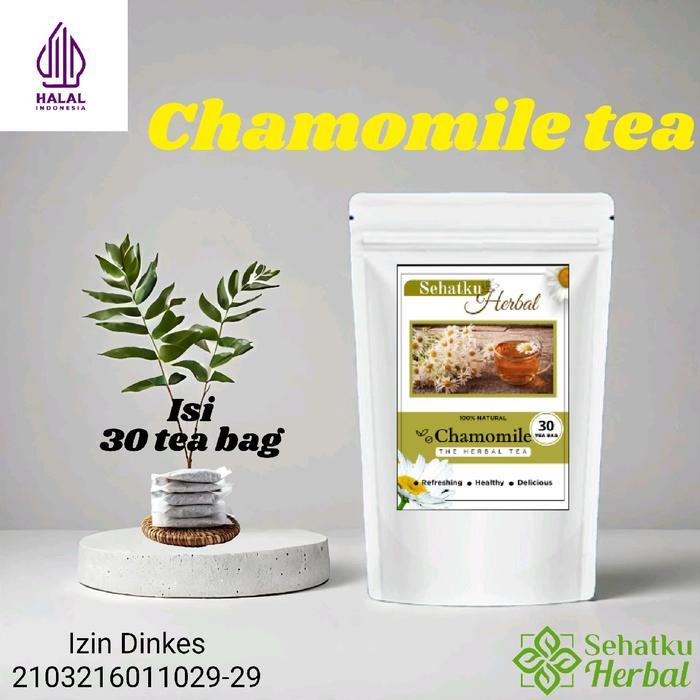 Chamomile tea / Teh Herbal bunga chamomile / Tisane Infusion anti insomnia Organic Pack Minuman Air