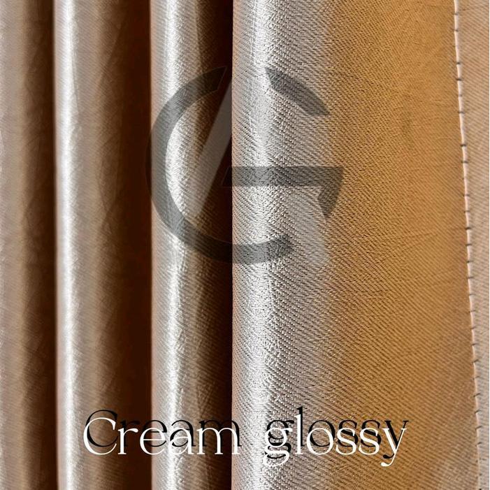 [ Cream Glossy ] Gorden Minimalis 6-9-12 Gelombang Elegan Jendela, Pintu, Model Smokring Polos