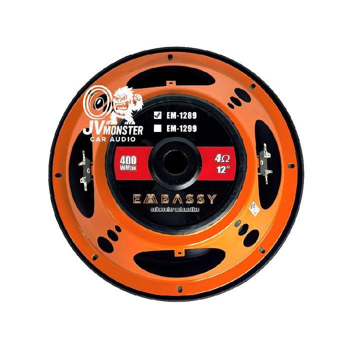 EMBASSY Subwoofer EM-1289 Double Coil Speaker Audio Mobil 12-Inch High Power Subwoofer dengan Bass