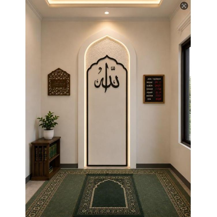 Dekorasi mushola ah/partisi mushola ah/petunjuk kiblat/arah kiblat/ mushola ah/ hiasan mushola