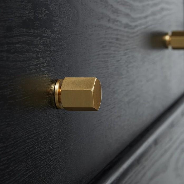 GOLD HANDLE BRASS HEXAGON CYLINDER KNOB CABINET PULL TARIKAN LACI EMAS