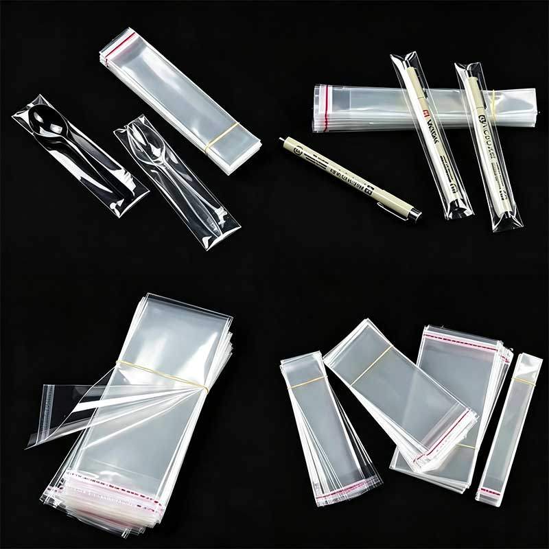 100-500PCS Clear OPP Self Adhesive Bags Transparent Plastic Cellophane Packaging Bags Jewelry Cookie