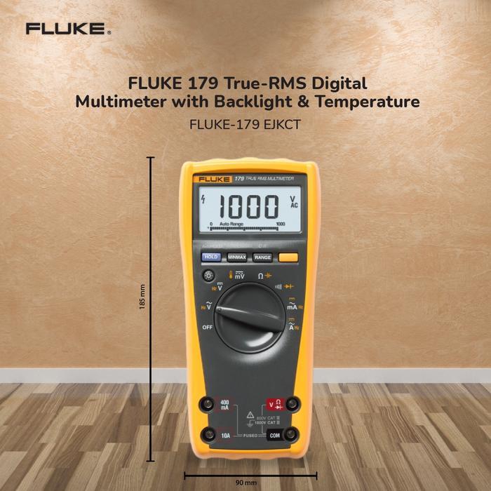 FLUKE 179 True-RMS Digital Multimeter with Backlight & Temperature - FLUKE-179 EJKCT