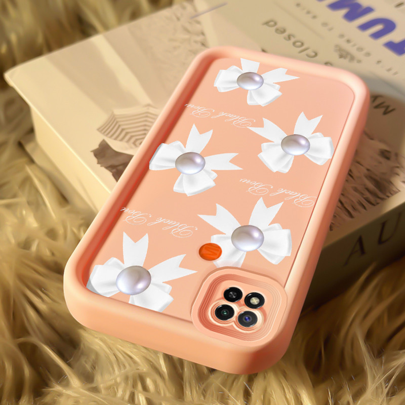 Casing Hp untuk Xiaomi Redmi 9C NFC 10A POCO C3 C31 Case Casing pola pita mutiara putih polos Kesing