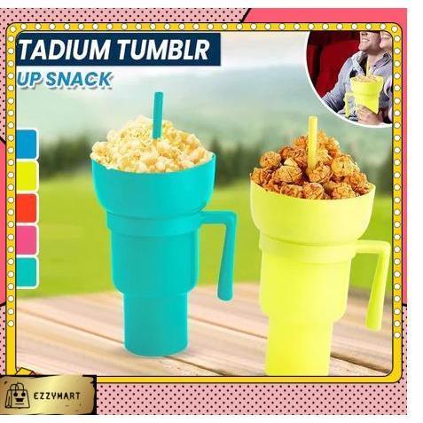 EzzyMart J2 Snack Mug With Drink Cup 2IN1 Popcorn Cup Movies Travel Stadium Tumblr Cup Wadah Makanan